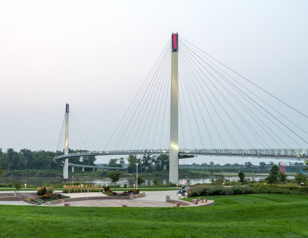Bob Kerry Pedestrian Bridge Spans the Missouri River in Omaha, Nebraska